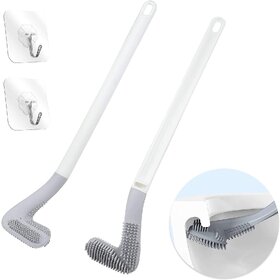 Golf Shape Toilet Brush Cleaner - L Shape Toilet Brush Cleaner Flexible Deep Cleaning Silicone Brush (Pack of 2)