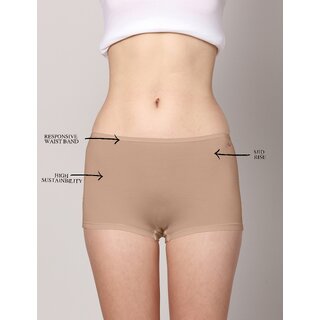 AshleyandAlvis Micro Modal, Anti Bacterial, Skinny Soft, Premium Boyshorts Women Boy Short White, Beige Panty  (Pack Of 2)