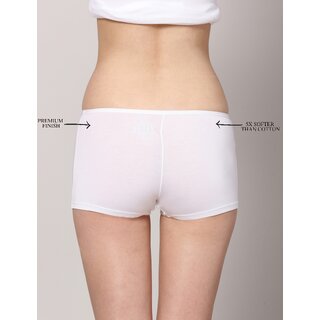 AshleyandAlvis Micro Modal, Anti Bacterial, Skinny Soft, Premium Boyshorts Women Boy Short White, Beige Panty  (Pack Of 2)
