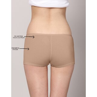 AshleyandAlvis Micro Modal, Anti Bacterial, Skinny Soft, Premium Boyshorts Women Boy Short Beige, Red Panty  (Pack Of 2)