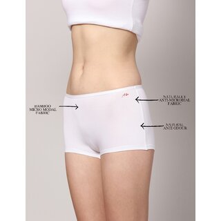 AshleyandAlvis Micro Modal, Anti Bacterial, Skinny Soft, Premium Boyshorts Women Boy Short White, Beige, Red Panty  (Pack Of 3)