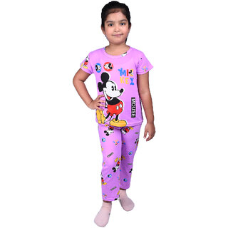                       Kid Kupboard Cotton Girls T-Shirt and Track Pant, Pink, Half-Sleeves, 7-8 Years KIDS5433                                              