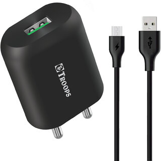                       TP TROOPS Single Port  Smart USB Charger Adapter, Multi-Layer Protection, Made in India, BIS Certified, Fast Charging                                              