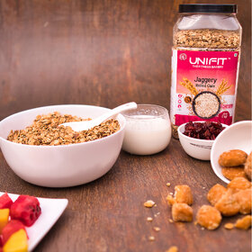 UNIFIT's Jaggery Oats Healthy Breakfast High Fiber Oat  Rich Source of Protein 1Kg
