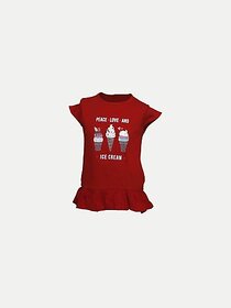 Radprix Girls Casual Pure Cotton Blouson Top (Red, Pack Of 1)