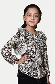 Radprix Girls Pure Cotton Top (Brown, Pack Of 1)