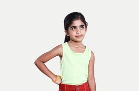 Radprix Girls Casual Pure Cotton Tank Top (Yellow, Pack Of 1)