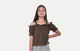 Radprix Girls Casual Pure Cotton Top (Green, Pack Of 1)