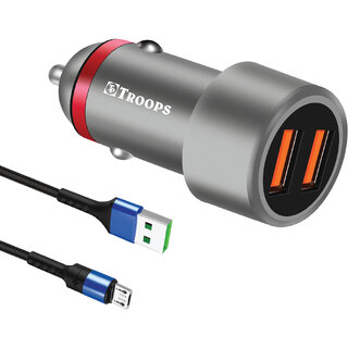                       TP TROOPS 36W Fast Car Charger Adapter with Dual USB Port. Qualcomm Certified 3.0, Quick Charge                                              