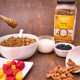                       UNIFIT's Honey Oats Healthy Breakfast High Fiber Oat  Rich Source of Protein 1Kg                                              