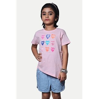                      Radprix Girls Casual Pure Cotton Top (Pink, Pack Of 1)                                              