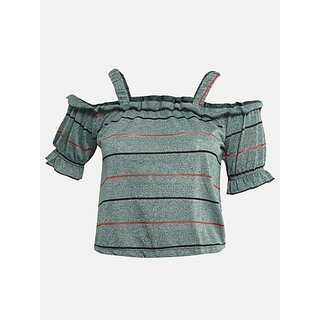                       Radprix Girls Pure Cotton Top (Green, Pack Of 1)                                              