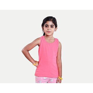                       Radprix Girls Casual Pure Cotton Tank Top (Pink, Pack Of 1)                                              