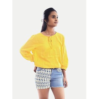                       Radprix Girls Casual Pure Cotton Blouson Top (Yellow, Pack Of 1)                                              