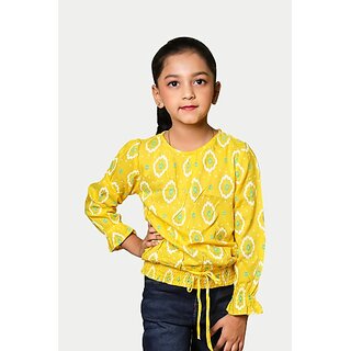                       Radprix Girls Casual Pure Cotton Top (Yellow, Pack Of 1)                                              