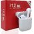 i12 tws Stereo Earbuds for Super Sound p33 Bluetooth Headset Bluetooth Headset  (White, True Wireless)