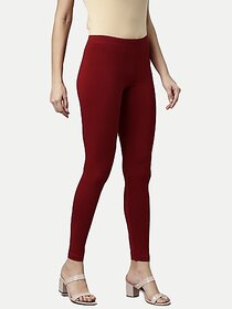 Rad Prix Ankle Length  Western Wear Legging (Red, Solid)