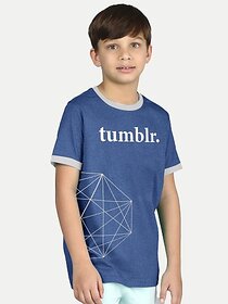 Radprix Boys Typography, Printed Pure Cotton T Shirt (Blue, Pack Of 1)