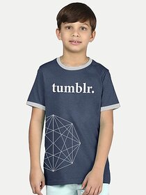 Radprix Boys Typography, Printed Pure Cotton T Shirt (Dark Blue, Pack Of 1)