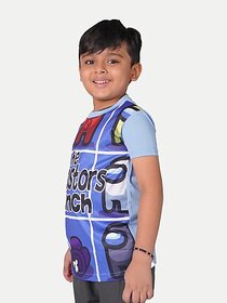 Radprix Boys Typography, Printed Polyester T Shirt (Blue, Pack Of 1)