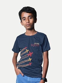 Radprix Boys Printed Pure Cotton T Shirt (Blue, Pack Of 1)
