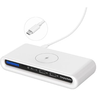 iCruze 4-in-1 Wireless Multiple Charging Stations  Hub (White)