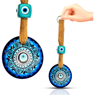 VKORA Handmade Mandala Evil Eye Wall Art Hanging Glass for Good Luck Prosperity Success Health Wealth Office Home