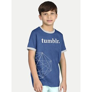                       Radprix Boys Typography, Printed Pure Cotton T Shirt (Blue, Pack Of 1)                                              