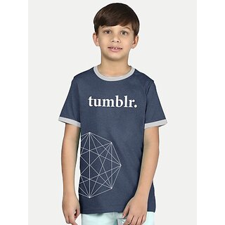                       Radprix Boys Typography, Printed Pure Cotton T Shirt (Dark Blue, Pack Of 1)                                              