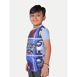                       Radprix Boys Typography, Printed Polyester T Shirt (Blue, Pack Of 1)                                              