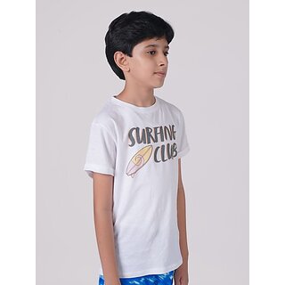                       Radprix Boys Typography, Graphic Print Pure Cotton T Shirt (Blue, Pack Of 1)                                              