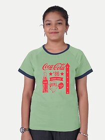 Radprix Girls Typography, Graphic Print Polycotton T Shirt (Green, Pack Of 1)