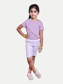 Radprix Girls Solid Pure Cotton T Shirt (Purple, Pack Of 1)