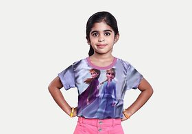 Radprix Girls Printed Polyester T Shirt (Light Blue, Pack Of 1)