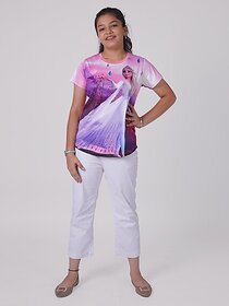 Radprix Girls Graphic Print Polyester T Shirt (White, Pack Of 1)