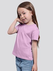 Radprix Girls Solid Pure Cotton T Shirt (Purple, Pack Of 1)