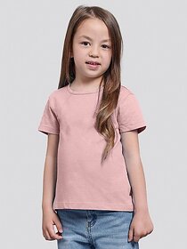 Radprix Girls Solid Pure Cotton T Shirt (Pink, Pack Of 1)