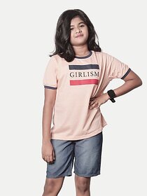 Radprix Girls Typography Pure Cotton T Shirt (Pink, Pack Of 1)