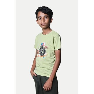                       Radprix Boys Printed Pure Cotton T Shirt (Green, Pack Of 1)                                              