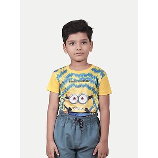                       Radprix Boys Printed Pure Cotton T Shirt (Yellow, Pack Of 1)                                              