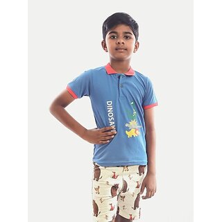                       Radprix Boys Typography, Printed Pure Cotton T Shirt (Blue, Pack Of 1)                                              