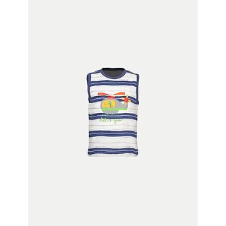                       Radprix Boys Printed, Striped Pure Cotton T Shirt (White, Pack Of 1)                                              