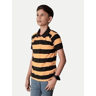                       Radprix Boys Striped Pure Cotton T Shirt (Brown, Pack Of 1)                                              