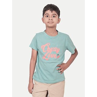                       Radprix Boys Typography Pure Cotton T Shirt (Green, Pack Of 1)                                              