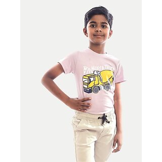                       Radprix Boys Typography, Graphic Print Pure Cotton T Shirt (Pink, Pack Of 1)                                              