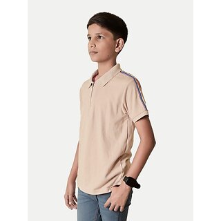                       Radprix Boys Solid Pure Cotton T Shirt (Beige, Pack Of 1)                                              