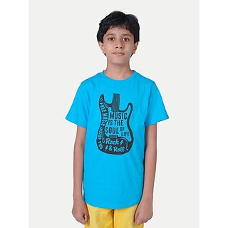                       Radprix Boys Printed Pure Cotton T Shirt (Blue, Pack Of 1)                                              