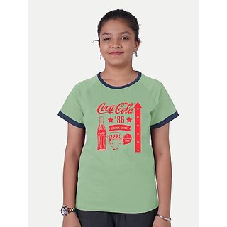                       Radprix Girls Typography, Graphic Print Polycotton T Shirt (Green, Pack Of 1)                                              