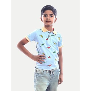                       Radprix Boys Graphic Print Pure Cotton T Shirt (Blue, Pack Of 1)                                              