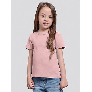 Radprix Girls Solid Pure Cotton T Shirt (Pink, Pack Of 1)